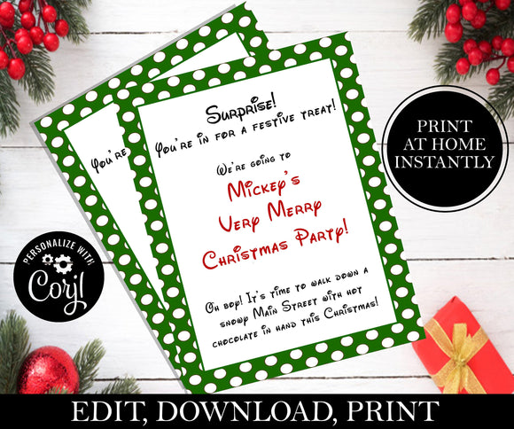 Going To Mickey's Christmas Party Letter; EDITABLE