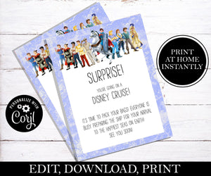 Surprise You're Going on A Disney Cruise Letter; EDITABLE