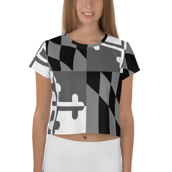 Black and White Maryland Flag Crop Top