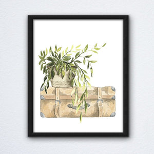 Potted Suitcase Wall Art