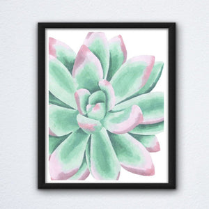Green and Pink Succulent Cactus Wall Art
